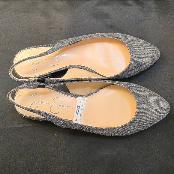 BRAND NEW JESSICA SIMPSON  GLITTERED WOMENS SLINGBACK FLAT SANDALS - Picture 5 of 16
